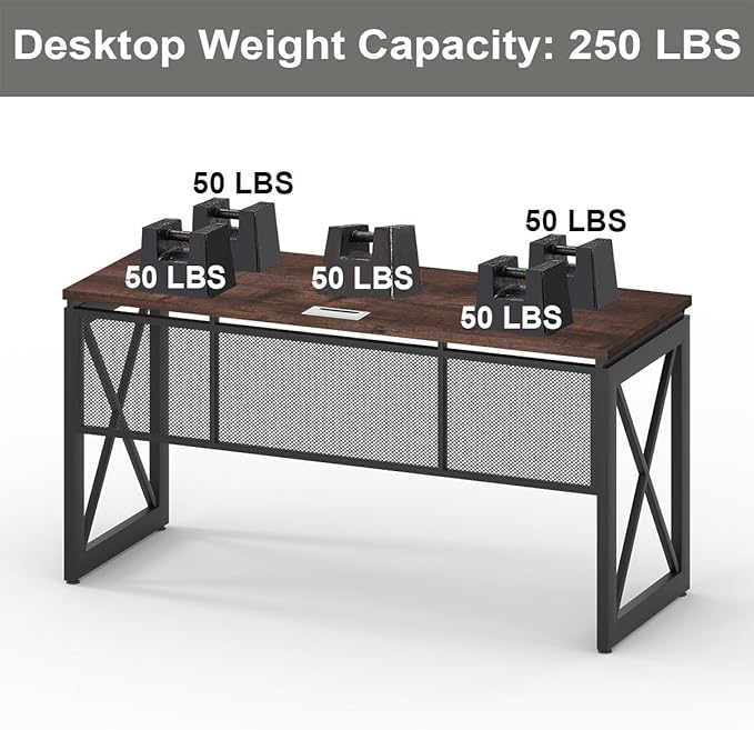BON AUGURE Farmhouse Computer Desk, Modern Industrial Home Office Desks - Image 3