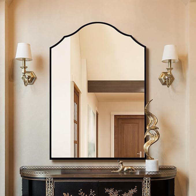 Arched Mirror Wall Decor, Scalloped Entryway Mirror, by AutdotWallMirrors
