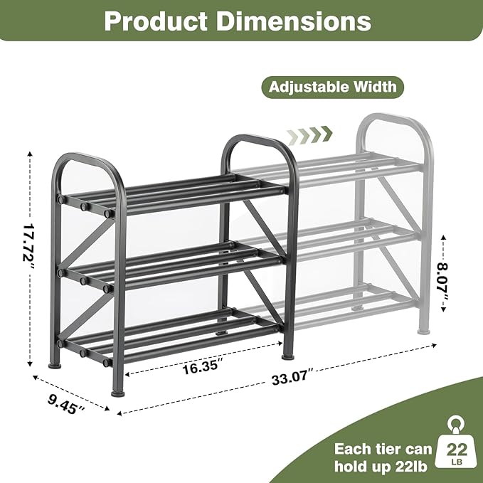 3-Tier Shoe Rack for Closet - Image 2
