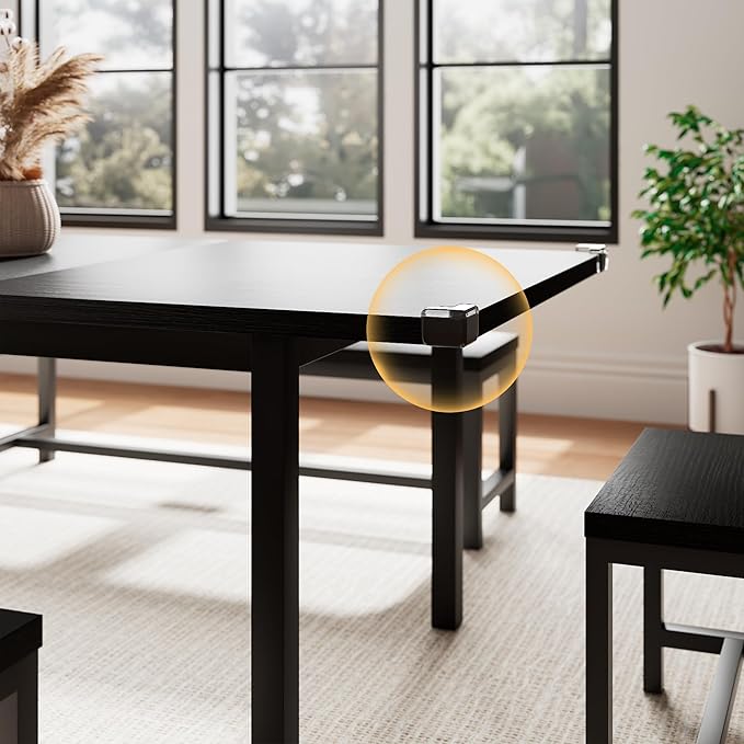 5-Piece Dining Table Set for 4-6, Metal Frame & MDF Board, Farmhouse - Image 6
