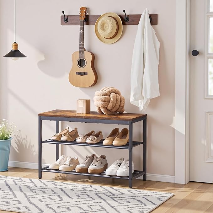 HOOBRO Shoe Storage Bench, 29.5" L Entryway Bench Organizer, 3-Tier Shoe Rack - Image 2