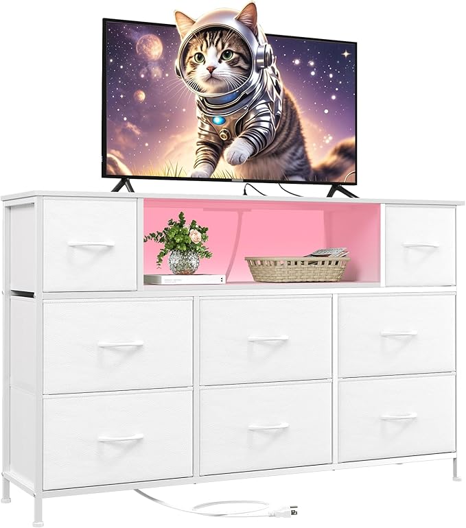 Somdot White TV Stand, Dresser for Bedroom for 55 inch TV by Somdot
