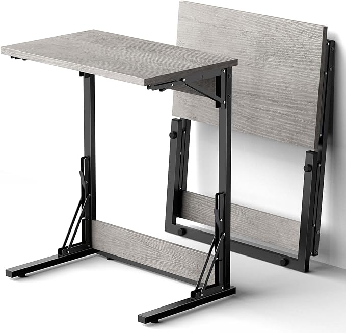 Tatub 24" Folding C Shaped End Table Set of 2, Small Sofa Side Laptop Desk by Tatub
