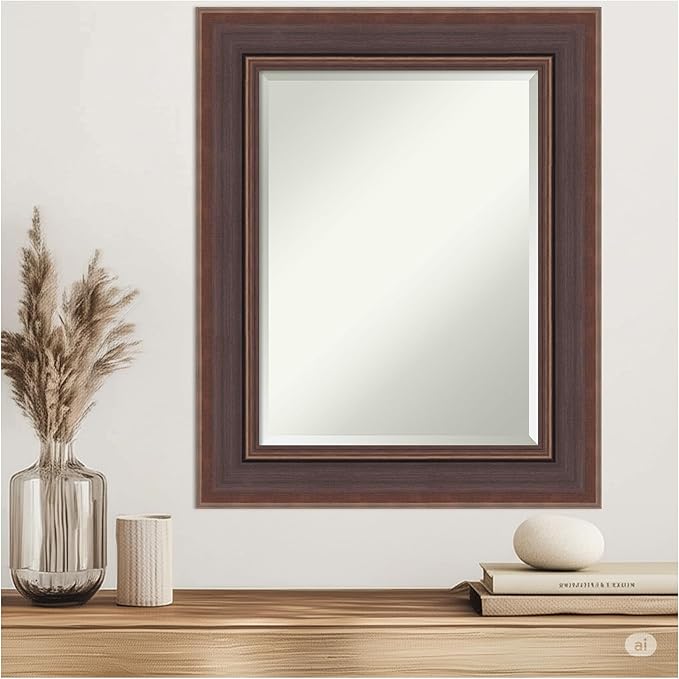 Amanti Art Brown Wall Mirror 32x26 Moab Brown Bronze Rectangle Bathroom Mirror - Image 6
