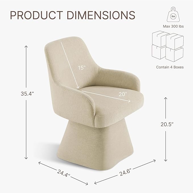 Swivel Dining Chairs Set of 4, Mid Century Modern Chairs Fabric Upholstered - Image 3