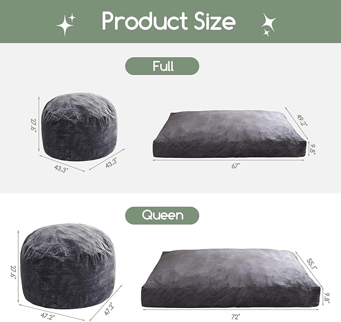 HIGOGOGO Giant Bean Bag Chair Bed - Image 2