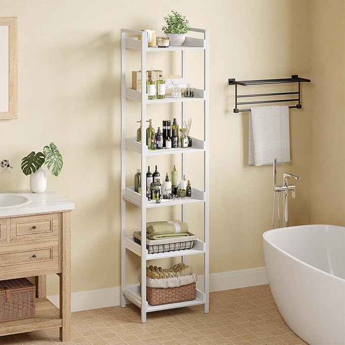 Rolanstar Bookshelf, 6-Tier Storage Rack, Narrow Corner Bookshelf, Display - Image 6