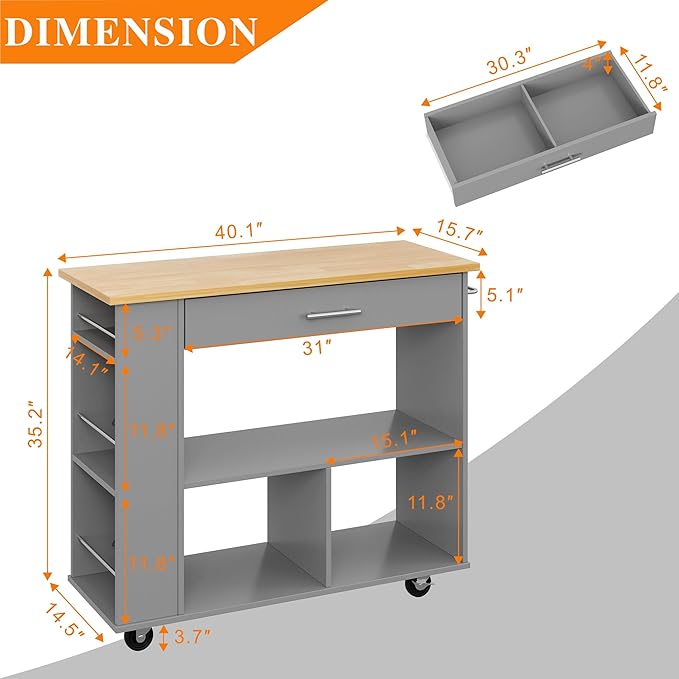 Shintenchi Kitchen Island on Wheels - Image 3