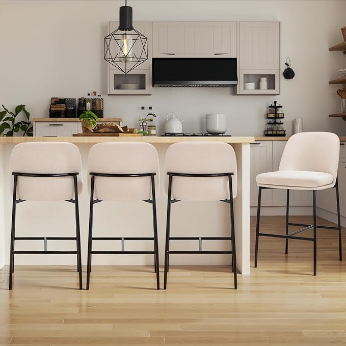 COLAMY Counter Height Bar Stools Set of 4, 25 Inch Modern Fabric Kitchen Island - Image 3