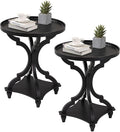 Wnutrees Farmhouse Round Accent End Table, Rustic Side Table Nightstands by Wnutrees
