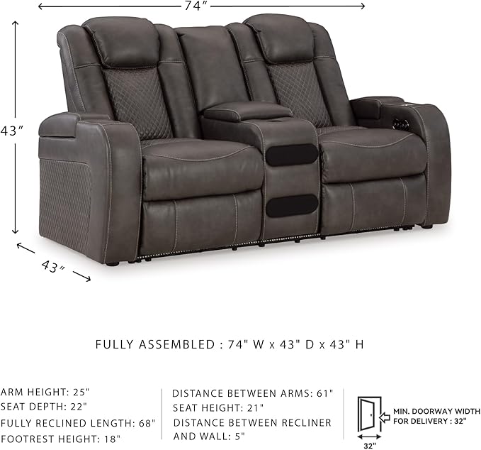 Signature Design by Ashley Fyne-Dyme Contemporary Power Reclining Loveseat - Image 3