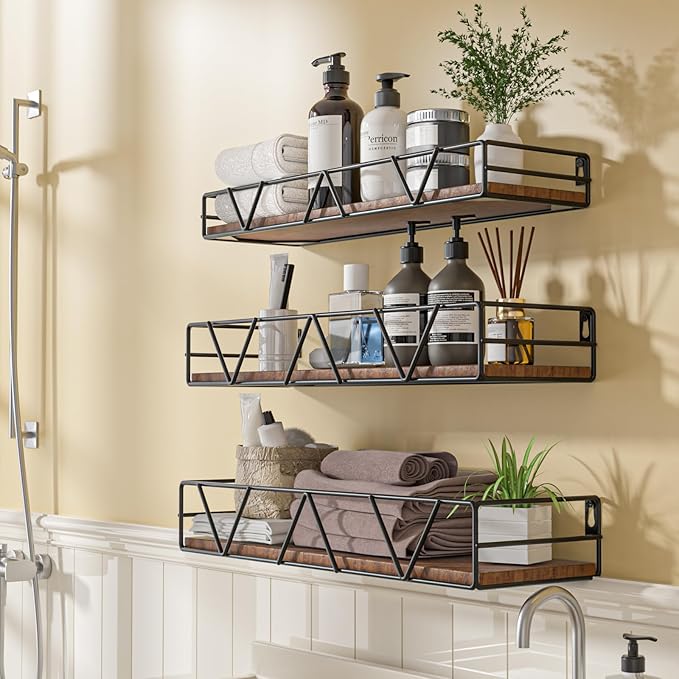 Floating Shelves Set of 3, Home Wood Wall Shelf, Farmhouse Shelf - Image 5
