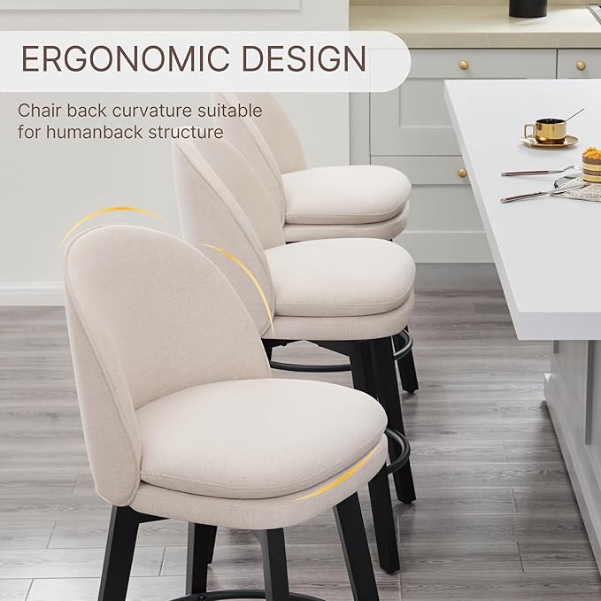 Counter Height Barstools 26 inch Upholstered Swivel Bar Stools - Image 6