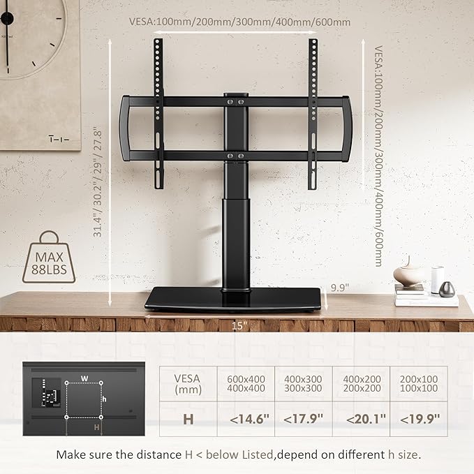 Universal Swivel TV Stand/Base Table Top TV Stand 32 to 65 inch TVs 80 Degree - Image 7