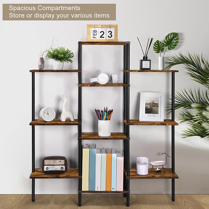 Shinoske 4-Tier Bookshelf, Small Triple Wide Bookcase - Image 7