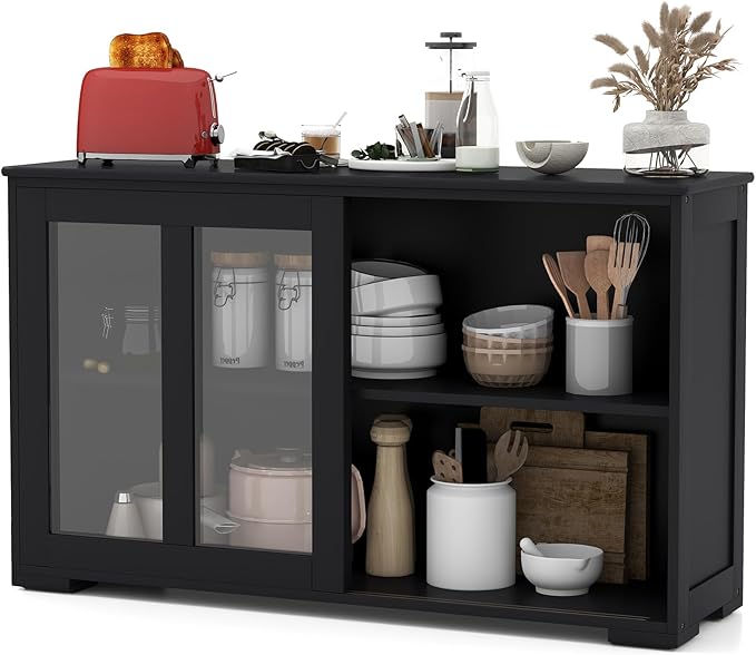 Costzon Sideboard Buffet Cabinet of 2, Wooden Kitchen Storage Cabinet - Image 8