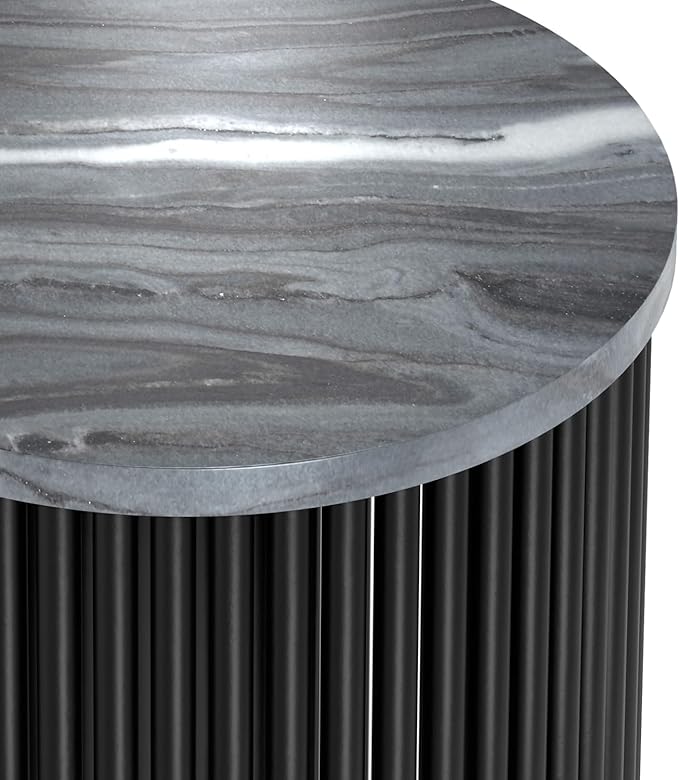 SIMPLIHOME Demy 18-inch Wide Metal Accent Table in Black Marble/Black Metal - Image 10