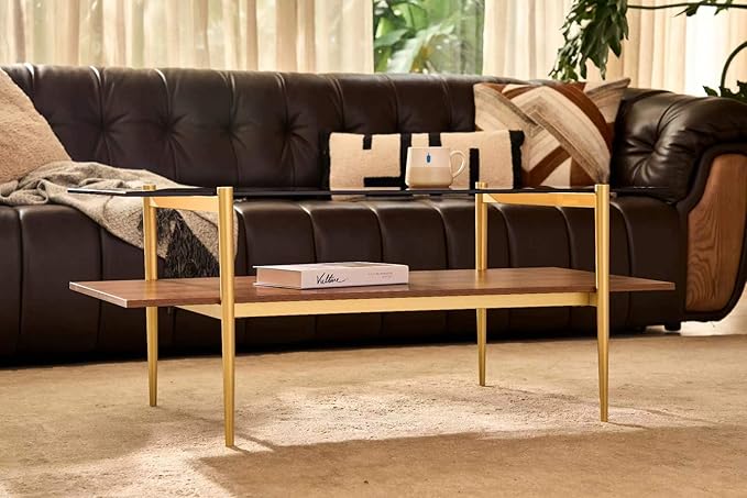 Shrine Rectangle Coffee Table, Mid-Century Modern Design, 2-Tier Structure - Image 5