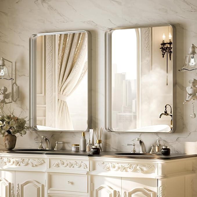 Bathroom Mirror 24x32 inch, Modern Round Corner Bathroom Vanity Mirror - Image 5