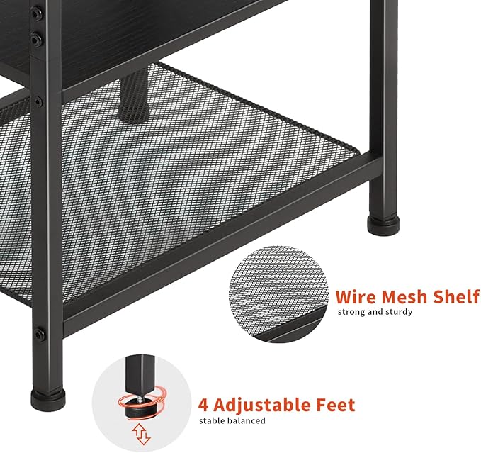 Nightstands Set of 2 with Charging Station and Drawer, End Table Side Table - Image 10