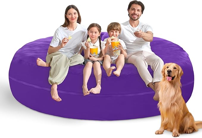 7FT Bean Bag Chair with Ultra Soft Velvet Cover Bean Bag Sofar with Memory Foam by Unknown
