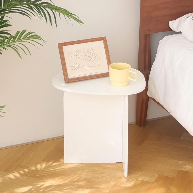 AWASEN White Side Table, Small Triangle End Table Living Room, Modern Accent - Image 6