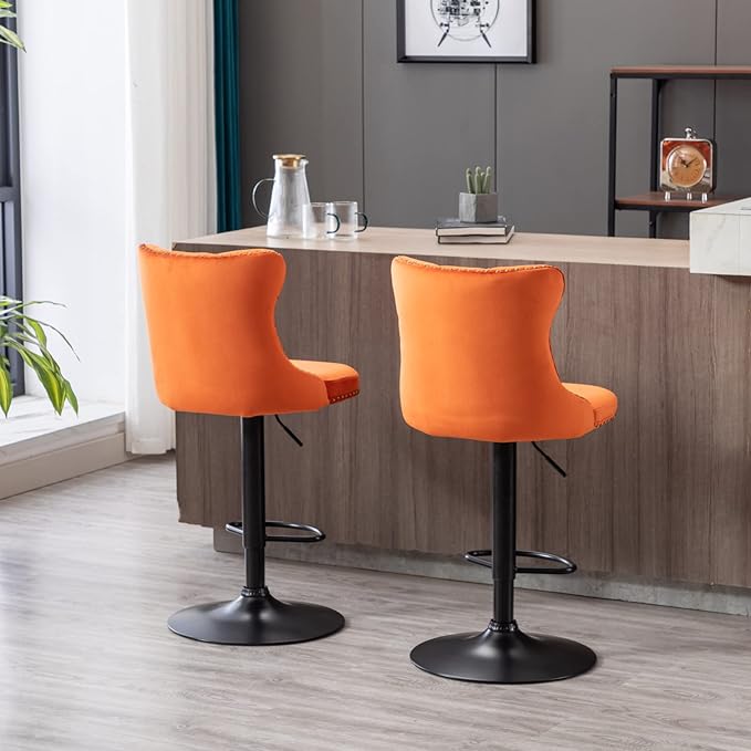 PacknWood Acosure Swivel Velvet Barstools Adjusatble Seat Height from 25-33" - Image 5
