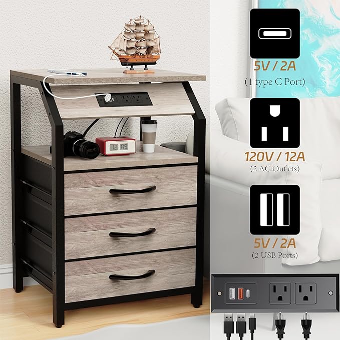 Night Stand Set of 2, Nightstands - Image 5
