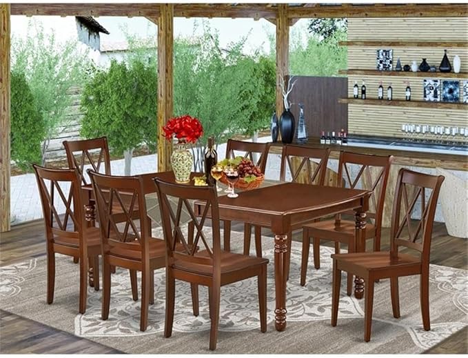 East West Furniture DOCL9-MAH-W 9 Piece Dining Table Set Includes a Rectangle - Image 2