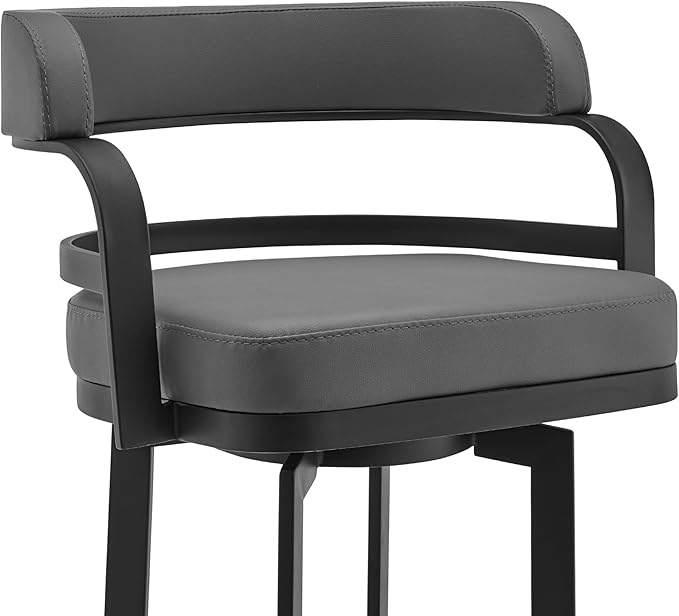 Armen Living Prinz Modern 26" Seat Height Gray Faux Leather and Black Steel - Image 5