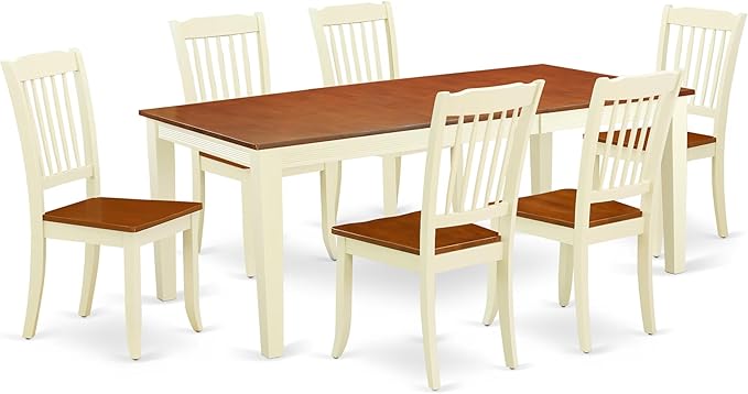 East West Furniture QUDA7-BMK-W 7 Piece Dining Table Set Consist of a Rectangle by EastWestFurniture