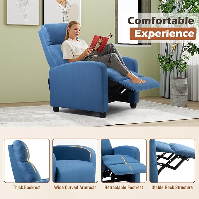 BestMassage | Recliner Chair | No Massage Function | Textile Blue | - Image 4