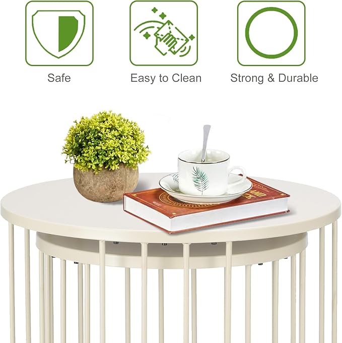 SUNNYPARK Outdoor Side Table Set of 2, Metal Circle Accent End Tables - Image 7