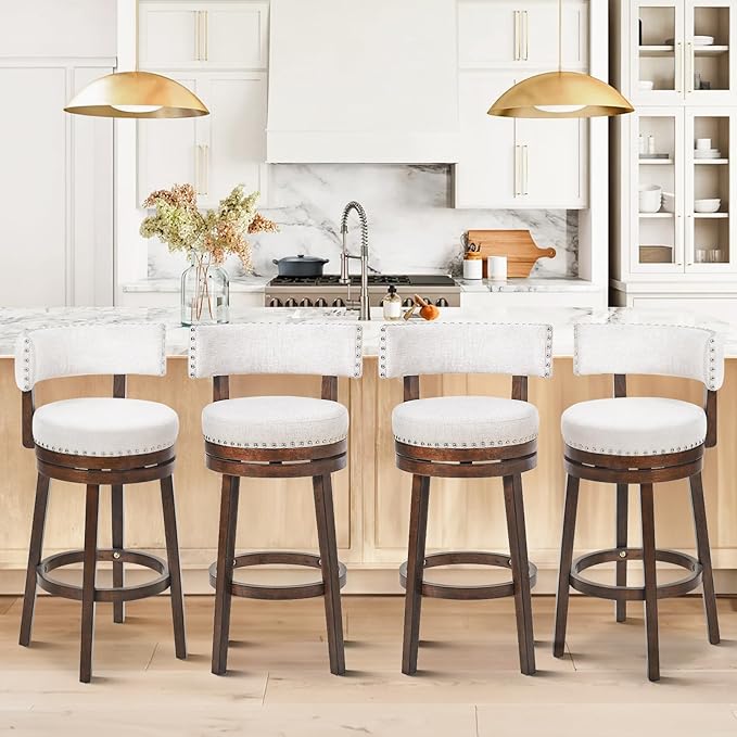 COLAMY Swivel Bar Stools Set of 4, Swivel Counter Height Barstools, 30 Inch - Image 3