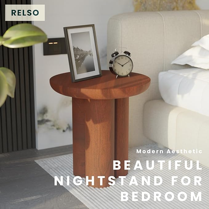 Relso Gaia Round End Table for Living Room and Farmhouse | Solid Mango Wood for - Image 8