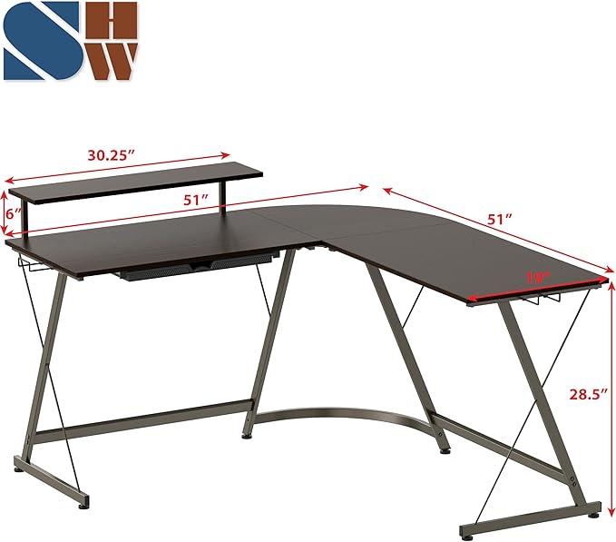 SHW 51 x 51 Inches Vista L-Shaped Desk - Image 3