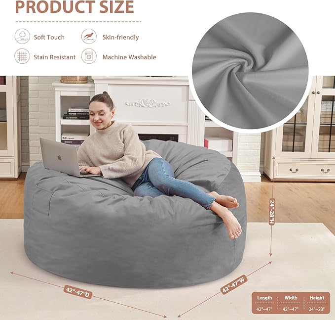 4FT Bean Bag Chair, Large Bean Bag Chairs - Image 3