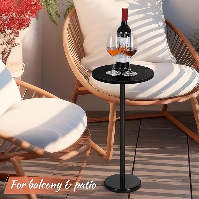 smusei Drink Tables for Small Spaces Pedestal Side Table Set of 2 Small Round - Image 5