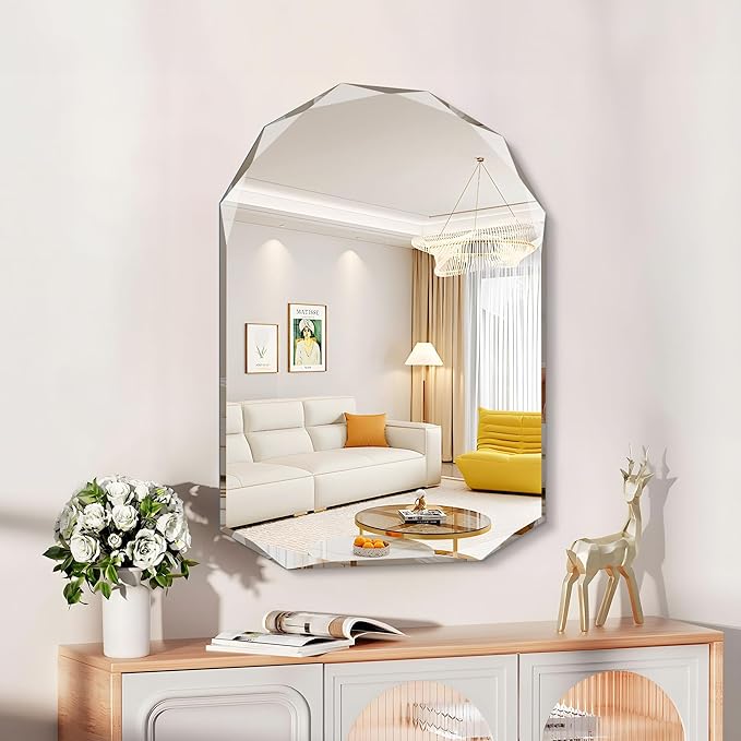 KOCUUY 24"x36" Frameless Mirror, Arched Shape by KOCUUY