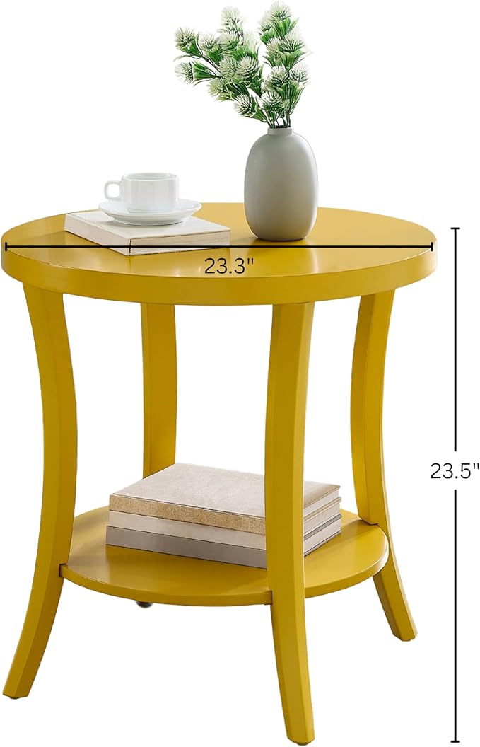 Roundhill Furniture Perth Contemporary Round End Table - Image 2