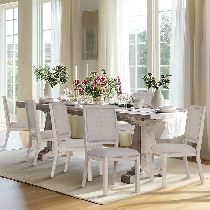 COLAMY Wood Dining Chairs Set of 6, Mid Century Modern Upholstered Kitchen - Image 6