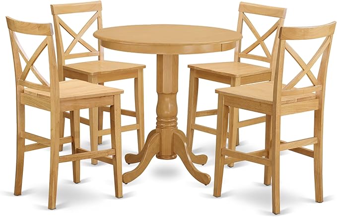 East West Furniture JAPB5-OAK-W 5 Piece Counter Height Dining Table Set by EastWestFurniture