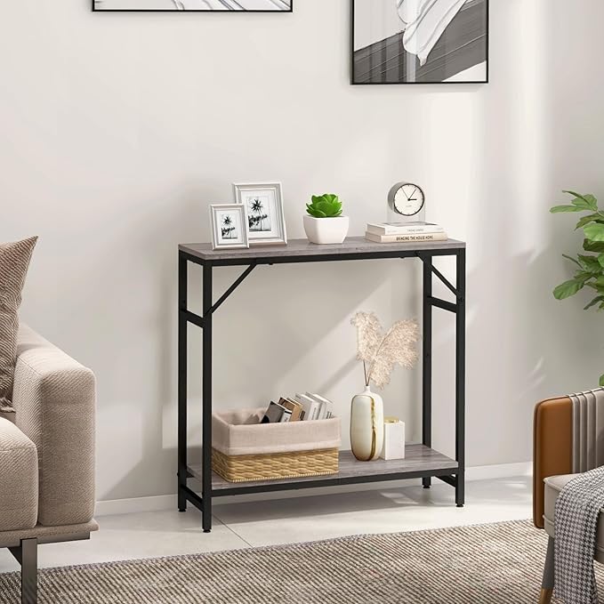 Narrow Console Table, 2 Tier Entryway Table, Thin Sofa Table, Industrial Couch - Image 7