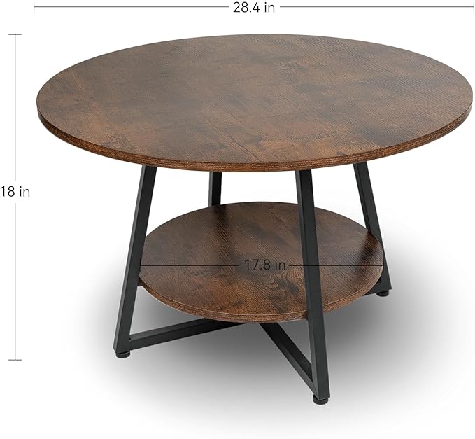 Round Coffee Table, 2-Tier Circle Coffee Table - Image 2