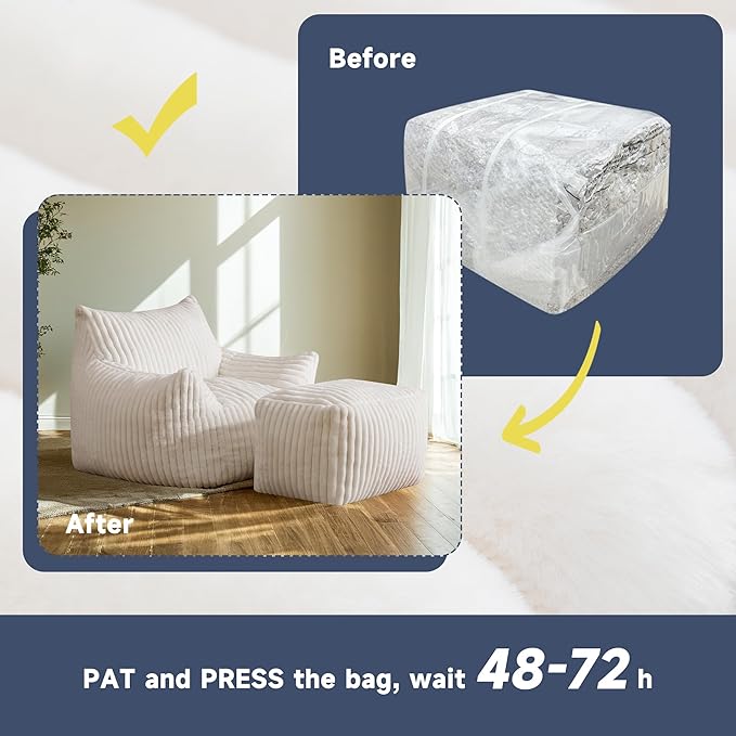 Giant Bean Bag Chairs for Adults, Oversized Chaise Lounge Chair Indoor - Image 6