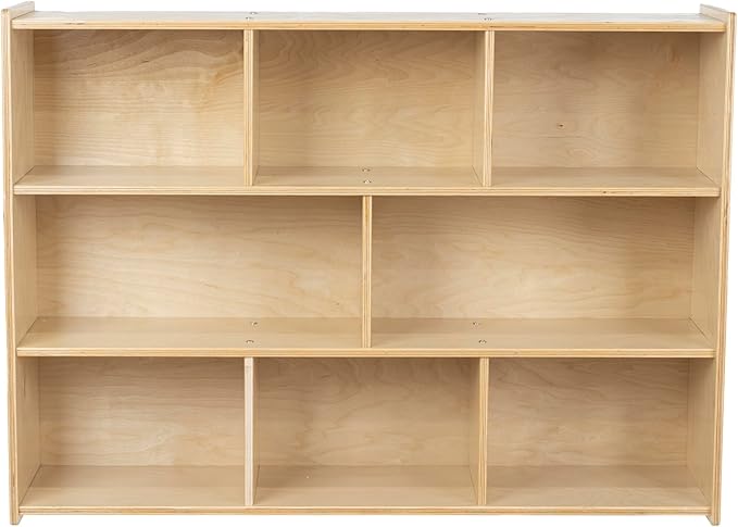 Birch Cubby Storage Organizer Bookcase, 3-Tier Open Shelves, 8-Cube Storage - Image 4