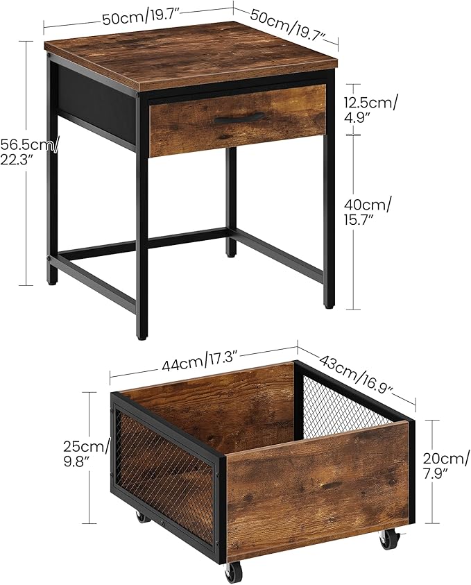 End Table, 19.7 Inch Square Side Table, Mini Fridge Stand - Image 3