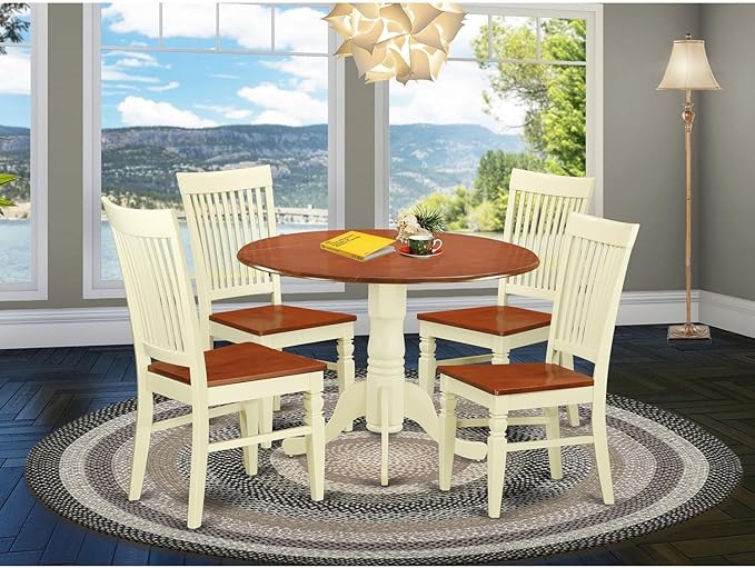 East West Furniture DLWE5-BMK-W 5 Piece Dinette Set - Image 7