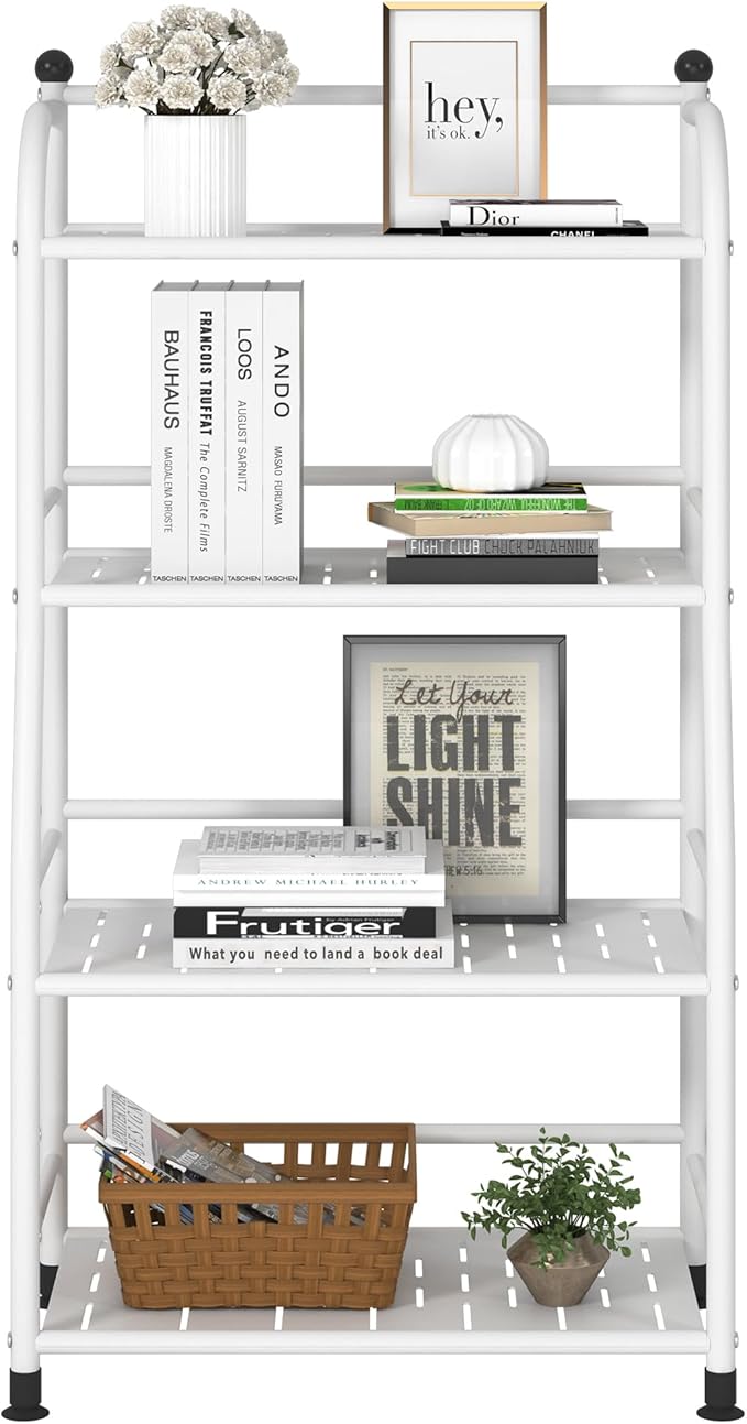 4 Tier Metal Shelf Storage Shelves Living Room Bookshelf Bathroom Corner - Image 6