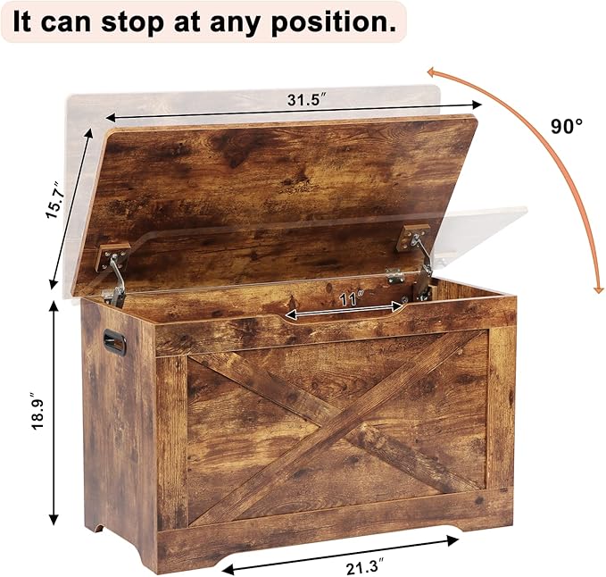 Storage Chest, Wooden Storage Bench, Entryway Shoes Bench - Image 3